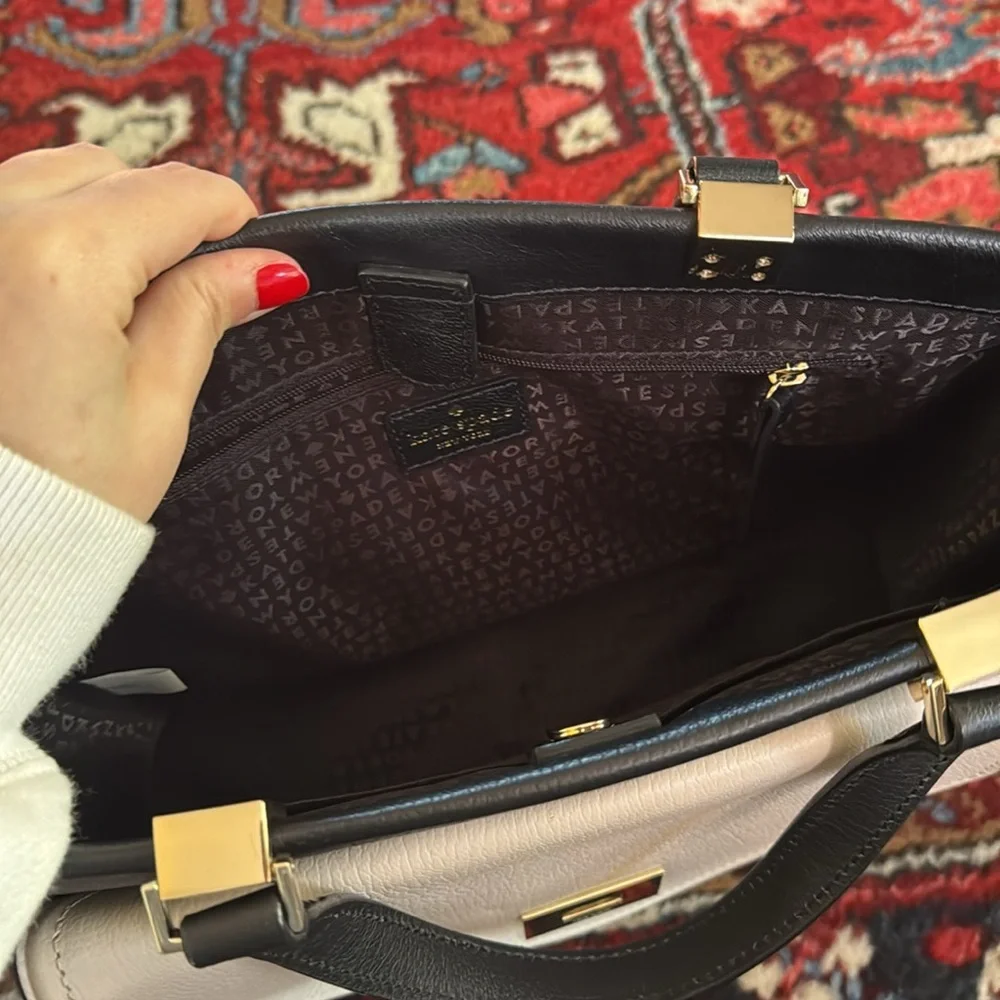 Kate Spade Chantelle Walter Place Satchel Purse Neutrals Black Pink White‎